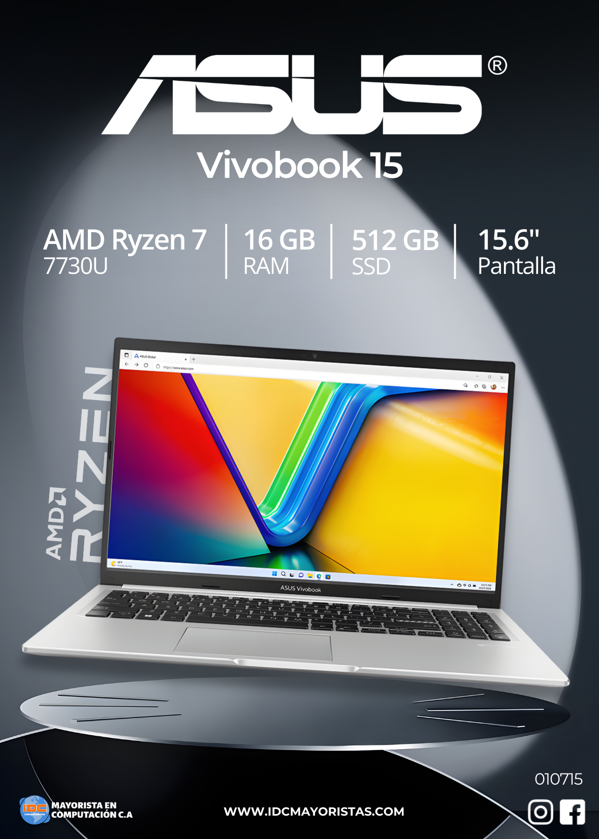 Laptop Asus Vivobook 15 Amd R7-7730u (13va) Ram 16gb 512gb Ssd